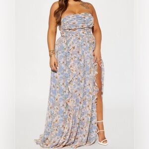Sophia Chiffon Maxi Dress - Blue/combo 2X